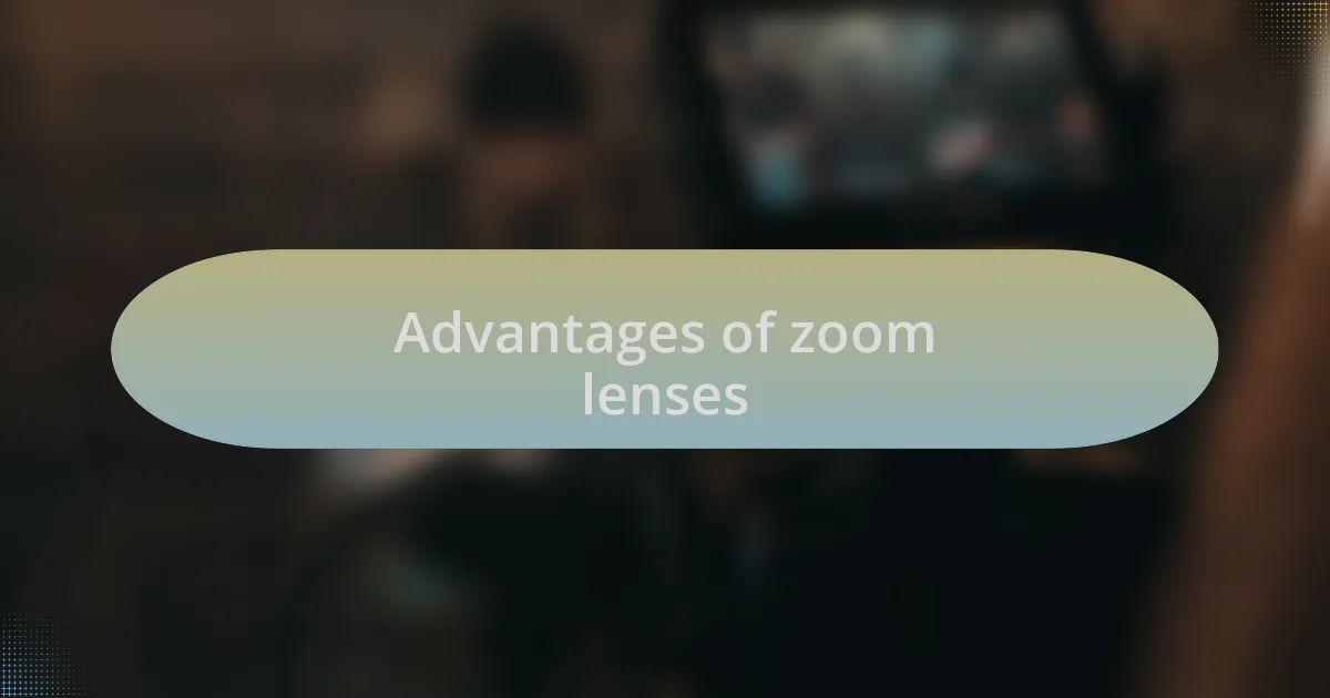 Advantages of zoom lenses