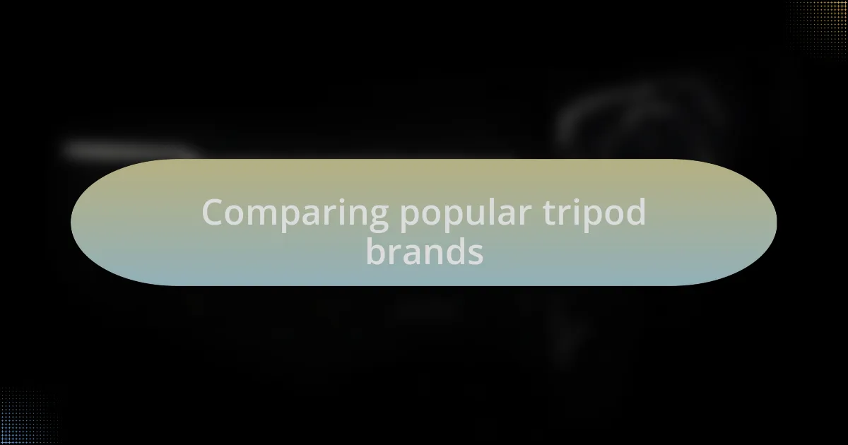 Comparing popular tripod brands