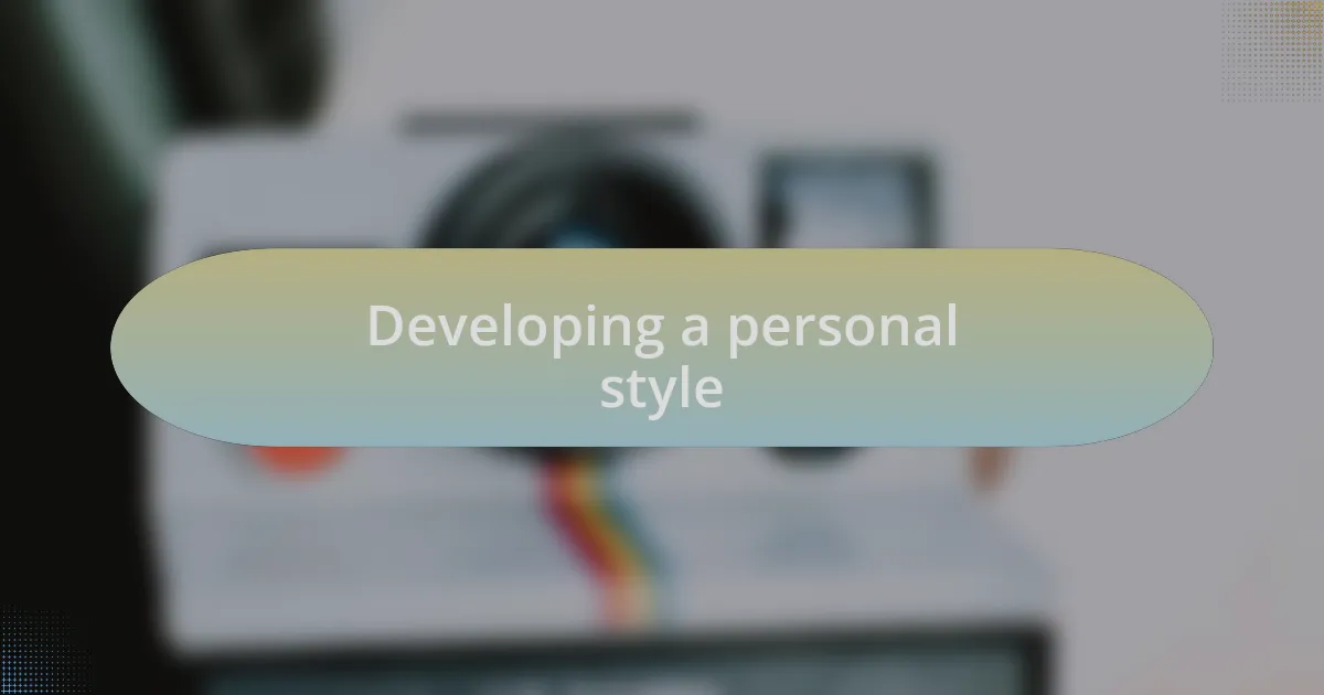 Developing a personal style