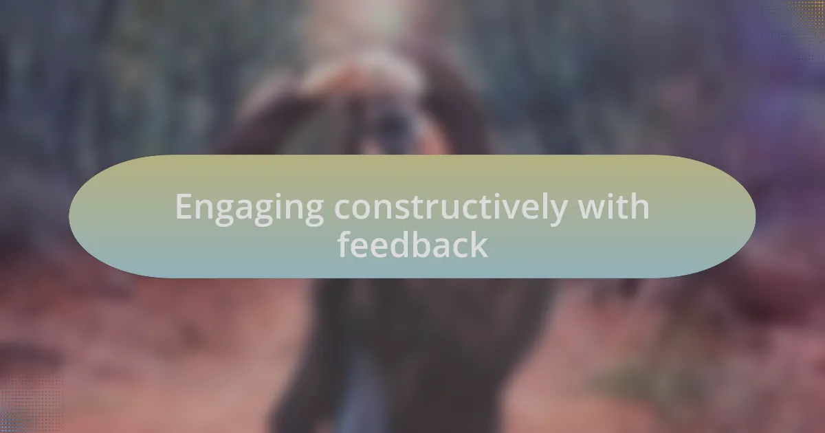 Engaging constructively with feedback