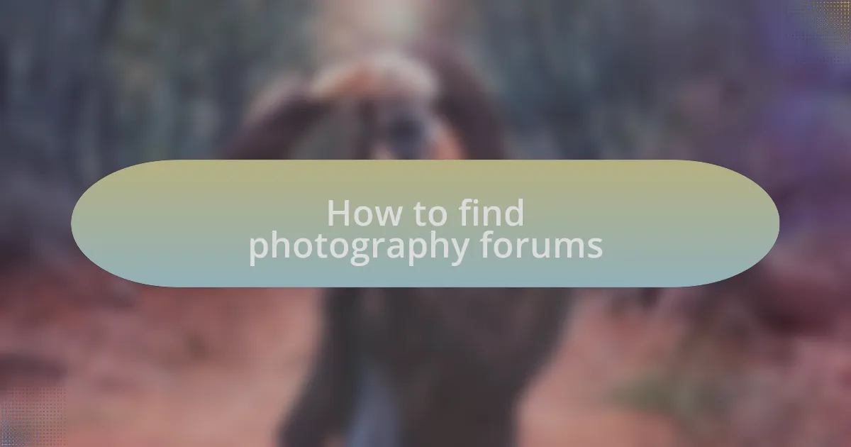 How to find photography forums