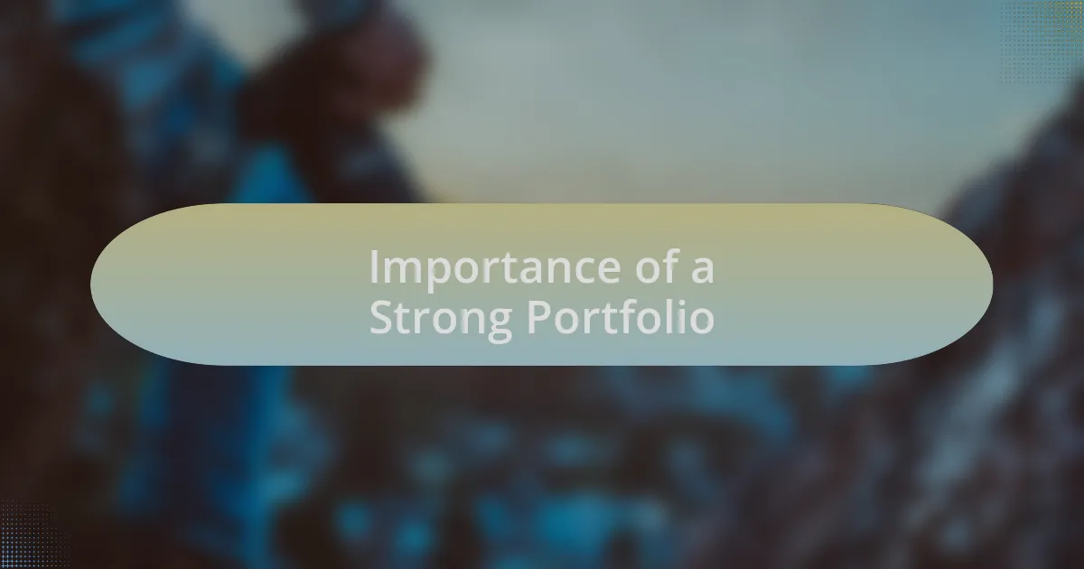 Importance of a Strong Portfolio
