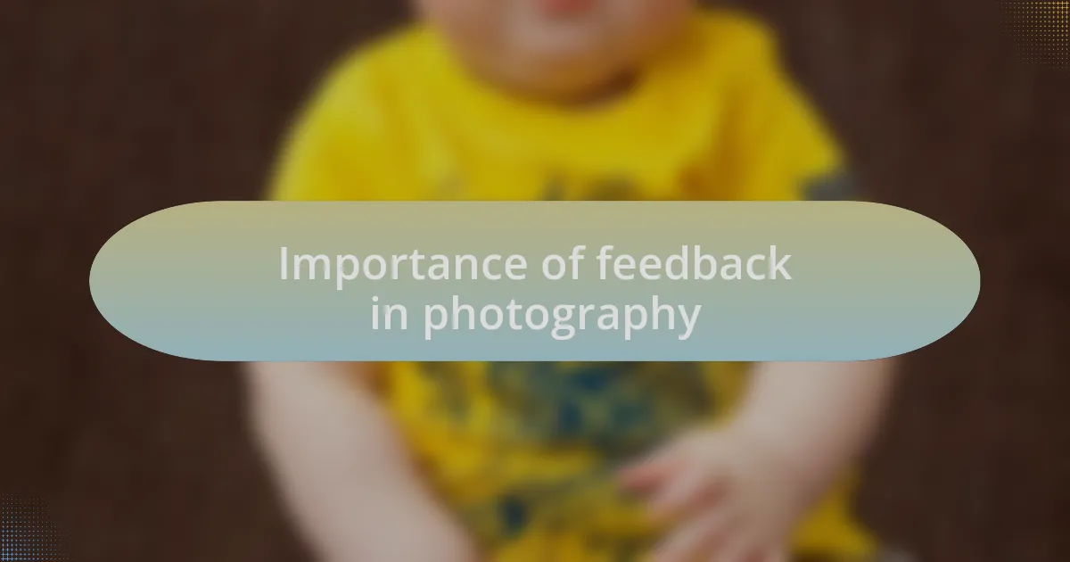Importance of feedback in photography