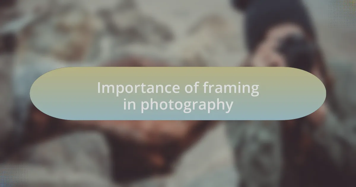 Importance of framing in photography
