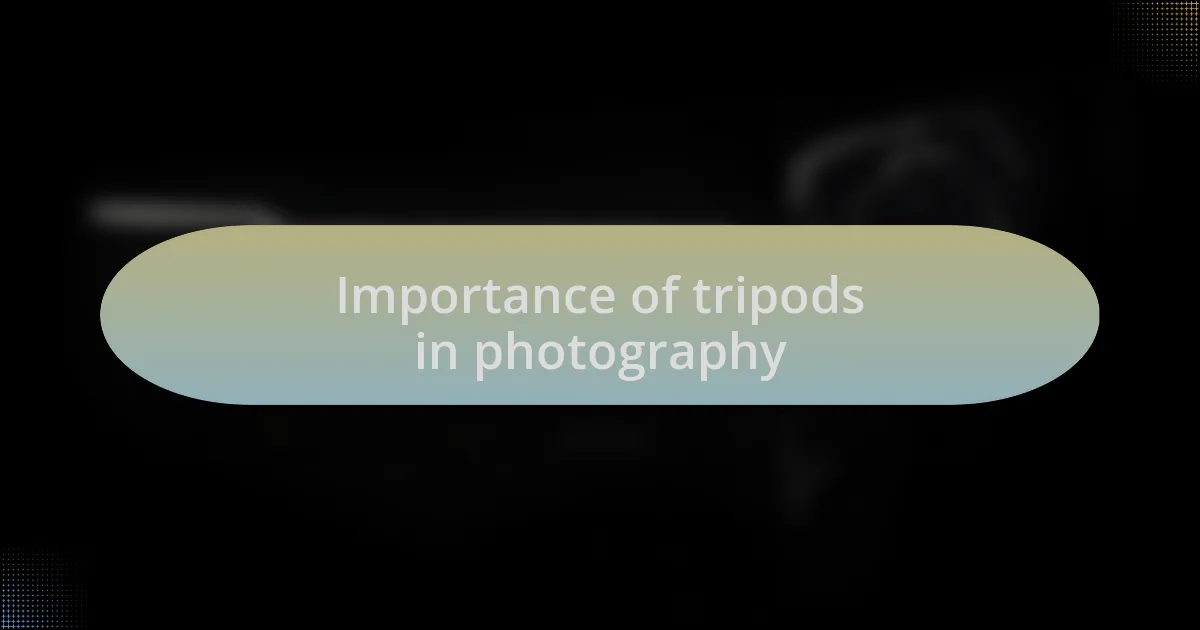 Importance of tripods in photography