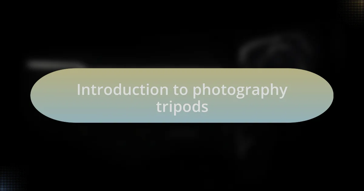 Introduction to photography tripods