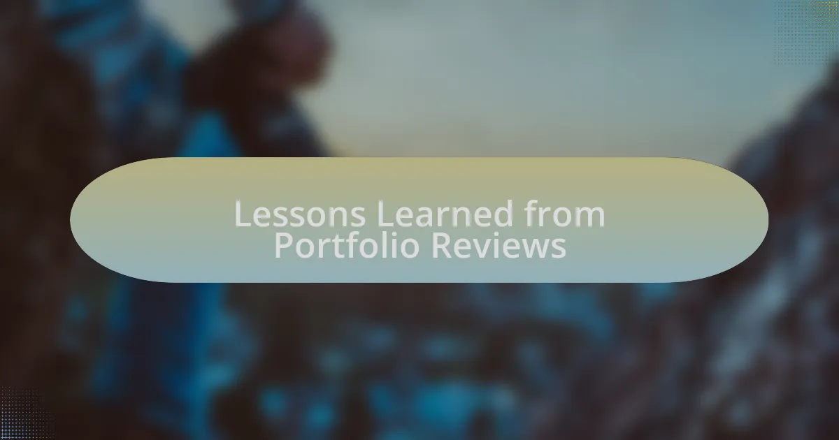 Lessons Learned from Portfolio Reviews