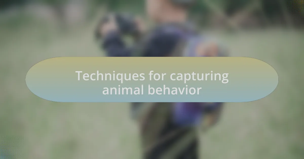 Techniques for capturing animal behavior