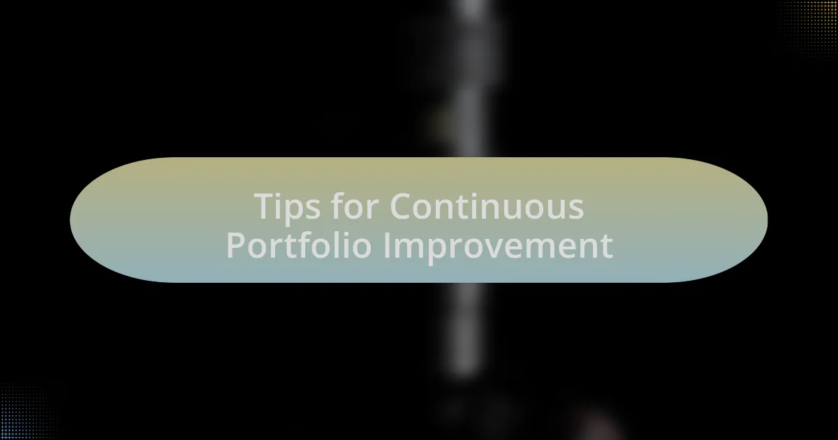 Tips for Continuous Portfolio Improvement