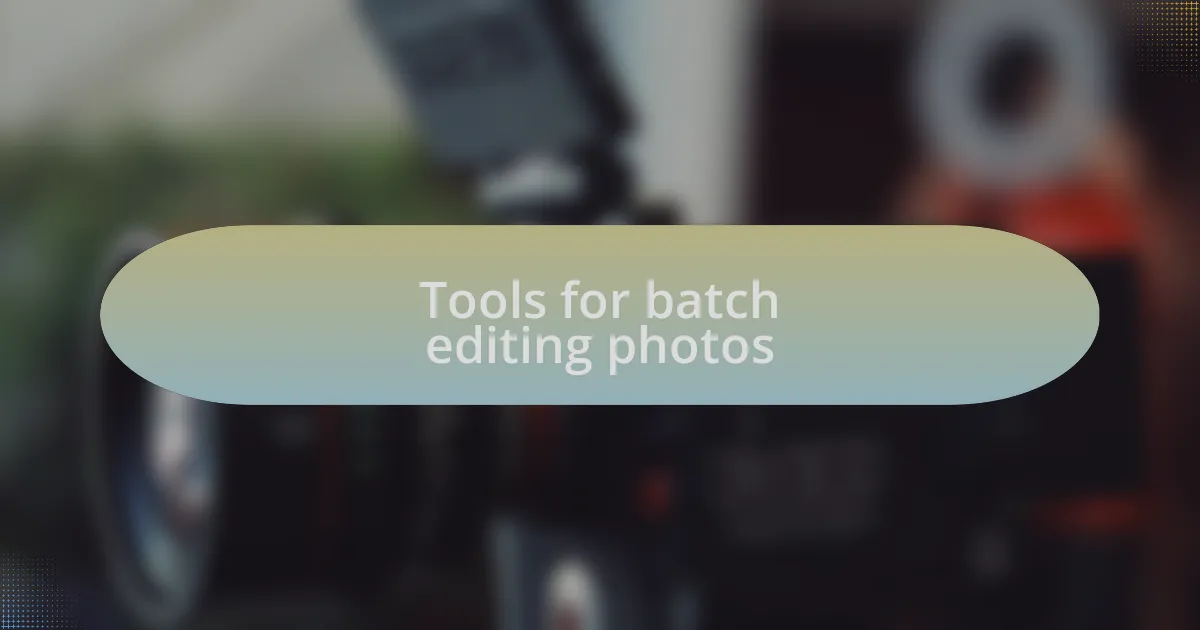 Tools for batch editing photos