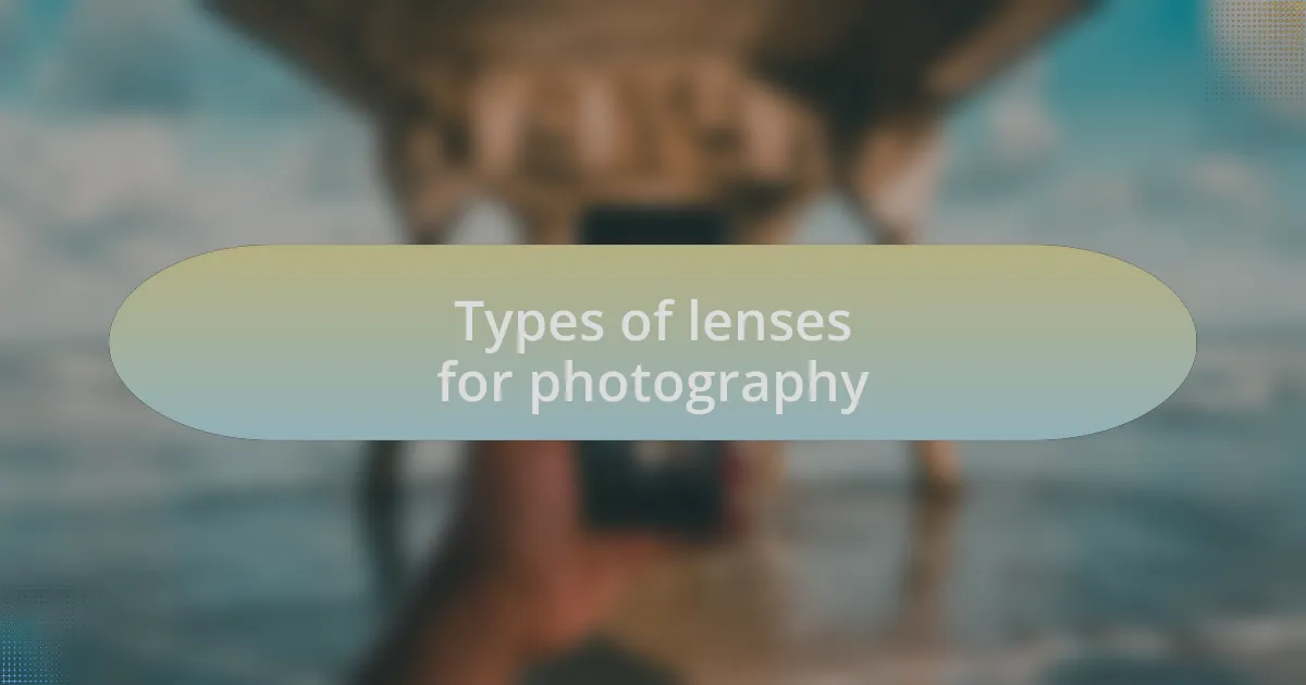Types of lenses for photography