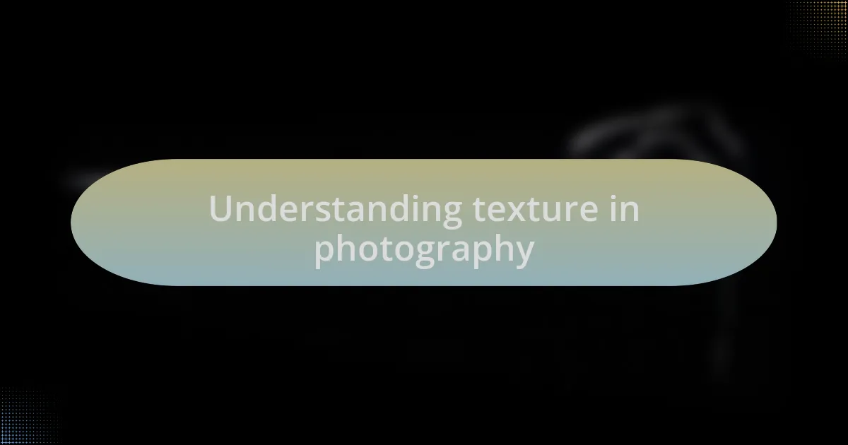 Understanding texture in photography